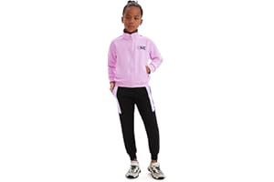 Dmwhsy 2 Piece Girls Tracksuit Set, Striped Zip-Up Jacket & Jogger Pants, Long Sleeve Sport Top Joggers Outfits for Kids Girls 4-15 Years