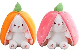 PW TOOLS 2 Osterhase Plüschtier | Osterhase Kuscheltier | Plüschtier Hase | Hase Stofftier | Karotte Plüsch | Erdbeer Plüsch | Ostergeschenke Für Kinder, Jungen, Mädchen