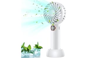 KOOFIT Ventilatore Portatile, Ventilatore USB Ricaricabile con 5 Velocità & Base Staccabile, 4000mAh Ventilatore Piccolo Silenzioso, Mini Ventilatore Portatile per Ufficio, Viaggi, Casa, Esterni