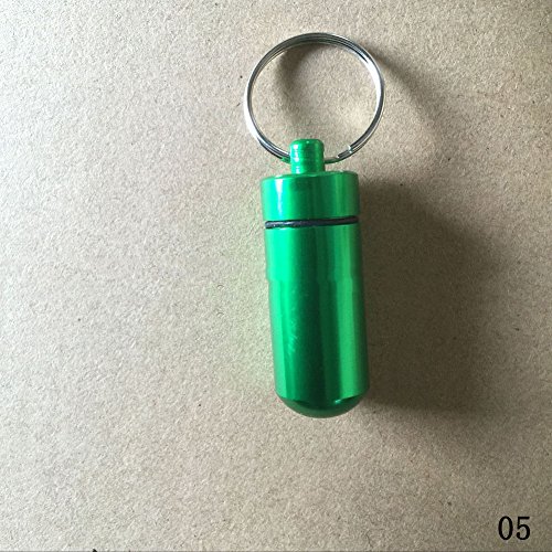 niceyo impermeable Mini píldora de aluminio caja funda botella Holder contenedor llavero llavero, Verde