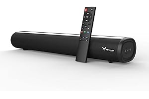 TKMARS Petite Barre de Son TV Enceinte PC Bluetooth 5.0 3D Surround Sound 2.0 Canal Mini Bar de Son avec Télécommande/Optique/RCA/AUX/USB, Noir