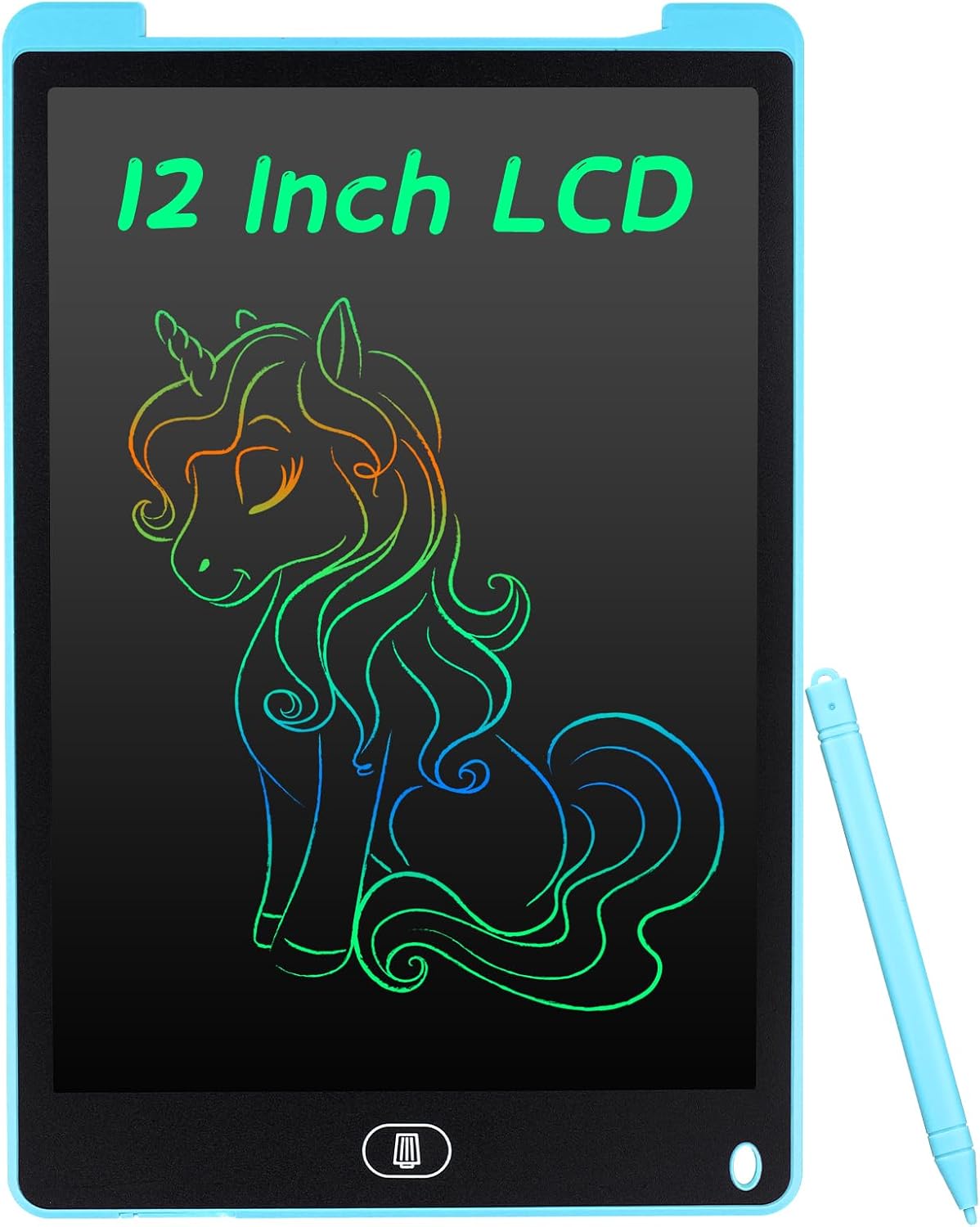 Coolzon Tableta de Escritura Color LCD 12 Pulgadas, Pizarra Digital Infantil, Portátil Tableta Gráfica Dibujo Borrable para niños y Adultos con Botón de Bloqueo para Hogar Escuela Oficina, Azul Claro