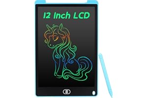 Coolzon Tablette d'écriture LCD Coloré Tablette Graphique de Dessin 12 Pouces pour Enfants, Tableau Dessin Portable Effaçable, Planche à Dessin numérique Jouet Educatif pour Garçon Fille, Bleu Clair