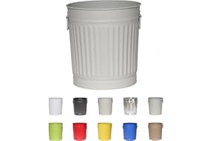 Jinfa | Cubo de basura de metal con asas | Contenedor vintage para interiores, reciclaje | Sin tapa | Gris | Tamaño: M | 29 cm de diámetro, 31,5 cm de altura | Volumen: 18 Litros