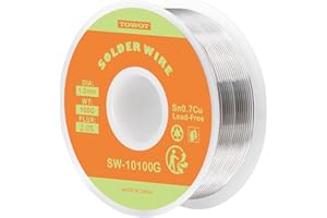 TOWOT Fil de Soudure Sans Plomb, Soudure Douce Avec Noyau de Colophane Pour Soudure Électrique (Sn99.3% Cu0.7%/1.0mm,100g)