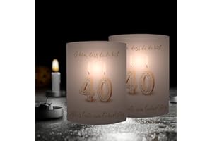 SEUNKIEER 12 Windlicht Tischdeko 40 Geburtstag, Deko 40 Geburtstag Frau Mann, Schön DASS Du Da Bist, 40 Jahre Happy Birthday Tischdeko, Geeignet für Teelichter oder Kerzen