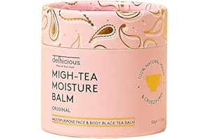 Delhicious Migh-Tea Moisture Face & Body Balm for Very Dry Skin - Nourishing Shea Butter Moisturiser - Multipurpose - Eczema Relief, Psoriasis Treatment - Natural, Vegan, Ayurveda - 50g