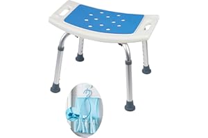 Medokare Shower Stool with Padded Seat - Shower Seat for Seniors with Tote Bag, Shower Bench Bath Chair, Handicap Shower Seats for Adults (White Stool)