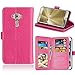 Produktbild Asus Zenfone 3 Ze520kl Hülle, Asus Zenfone 3 Ze520klhüle, Alfort Prämie PU Leder Schutzhülle Lederhülle für Asus Zenfone 3 Ze520kl Tasche Wallet Flip Case Cover mit Karten Steckplatz (Rose Rot)