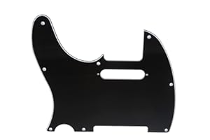 Musiclily Left Handed 8 Hole Guitar Tele Pickguard for American/Mexican Made Fender Telecaster Standard Modern Style, 3Ply Black