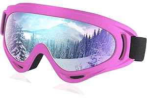 Pwsap Masque de Ski Protection UV, Lunettes de Ski OTG, Masques de Snowboard Anti-buée Anti-poussière Anti-rayures