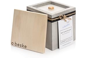 ‎BESKE Beske-Manufaktur Design Betonfeuer, Outdoor Kerze mit Dauerdocht, 13x13x13cm, Gartenfackeln zum nachfüllen mit Kerzenwachs, Unendliche Brenndauer durch Upcycling von Wachsresten
