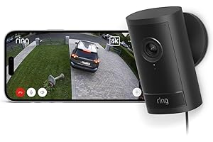 Ring Caméra extérieure Pro sur secteur (Outdoor Camera Pro, nouvelle génération) | Caméra de surveillance | Retinal Vision 4K, zoom jusqu'à 10X | Essai gratuit de 30 jours de l'abonnement Ring