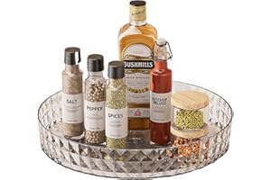 SVOCK Obrotowa taca na tacę na naczynia, obrotowe tace kuchenne organizer na przyprawy, stojak na przyprawy 360 ° obrotowy do nowoczesnej kuchni przezroczysty organizer na stół wielofunkcyjny