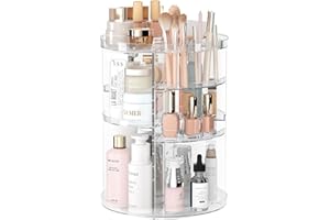 LILGOO LillGo Spinning Makeup Organiser - 360° Rotating Makeup Organizer for Bathroom,4 Tier Adjustable Cosmetic Storage Cases and Acrylic Organiser