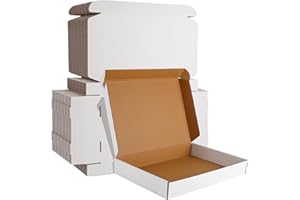 LZYKJGS Boite Carton Expédition, 350 x 250 x 50 mm Lot de 20, Boite en Carton, Petit Carton pour Colis, Expédition Postale, Courrier, Bougies ou Cadeau (Blanc)