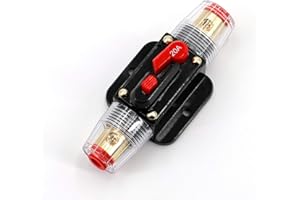 UTSAUTO Circuit Breaker 20Amp Resettable Fuse Circuit Breaker Auto Car Stereo Inline Fuse Holders Inverter, Manual Reset 12V-24V DC for Automotive Marine Boat Audio System Protection
