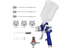 Yontwe HVLP Pistolet à Peinture pulvérisateur avec 1.4MM 1.7MM 2.0MM buse 600CC Tasse véhicule Voiture clôture Outils de Peinture (Bleu)