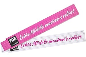 TOX 09969002 Meterstab M 2 mtr. pink/weiß, mit Aufdruck Mädels machen´s selber, Gliedermaßstab für echte Powerfrauen, 1 Stück Zollstock