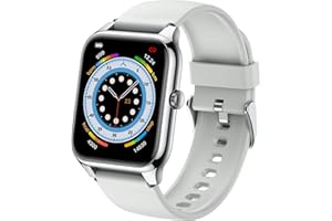 Seiconer Stilvolle silberne Smartwatch für Damen mit 4,5 cm Retina AMOLED Always-on-Display, IP68 Digital Wasserdicht Sport Herzfrequenz Blutsauerstoff Blutdruck Schlafmonitor für Fitness-Enthusiasten