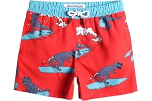 MaaMgic Little Boys' Beach Trunk Toddler Swim Shorts Animal Patterned Boardshorts Lightweight Beach Shorts Adjustable Waist Great for All Ages
