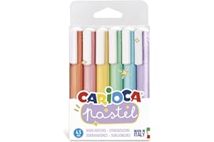 CARIOCA Pastel - Confezione da 6 Evidenziatori Memory Pastello, Colori Assortiti. Lavabili con Inchiostro a Base Acqua