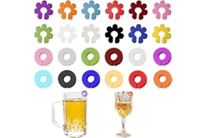 QTKSCEADLNCE 24 Stück Glasmarkierer, Glasmarkierer Silikon Wine Glass Charms Tags Buntes Weinglas Markerwiederverwendbar Trinkgläser Weinglasmarkierer Wein Marker Glasmarker für Party Hochzeit Bar Tassen