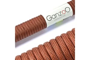 Ganzoo paracord 550 i mörkbrun, 4 mm typ 3 kärnmantelrep, 3 m nylon och polyester med 7 innertrådar för DIY projekt som hundk