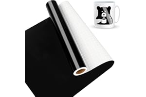 LYA VINYL Vinyle Adhésif Noir Brillant, 30 x 457 cm Vinyle adhésif Noir pour Cricut, Silhouette Cameo, Vinyle permanent pour Cadeaux de Bricolage, Mug, Fenêtre, Céramique, Plastique