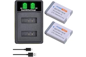 PowerTrust Lot de 2 batteries et chargeur NB-13L pour Canon PowerShot G7X, G7 X Mark II, G7 X Mark III, G5X, G5 X Mark II, G9X, G9 X Mark II, G1 X Mark III, SX740 HS, SX720 HS, SX620 HS, SX620 HS,