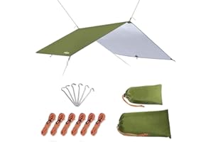 Unigear Bâche de Tente imperméable pour hamac avec œillets, piquets 6/8, Cordes 6/8, Protection Contre la Pluie, Protection Solaire, compacte pour extérieur, Camping, randonnée, hamac