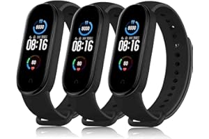 Wanme 3-Pezzi Cinturino per Xiaomi Mi Band 5 Mi Band 6/6 Nfc,Silicone Morbido Cinturini per Mi Band 5/Mi Band 6 Bracciale,3 Nero