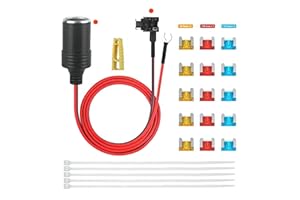 Jtron Car Cigarette Lighter socket adapter cable Extension fuse tap fuse holder Lead+ 5a/10a/15a fuse full kit(Mini)