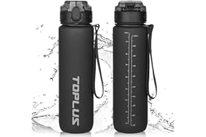 TOPLUS Sports Water Bottle 1L, BPA-Free Tritan Plastic Water Bottle for teenagers, adults, sports, hiking, gym, fitness, outdoor activities, cycling, school and office(1 Bottle)