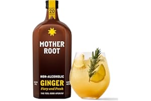 Mother Root Ginger (500ml) | Award-Winning Fiery + Fresh Alcohol-Free Aperitif | As Seen on Dragons’ Den | Benefit Rich Ginger & ACV | Bold, Complex & Delicious | Mix With Soda | Up To 20 Drinks