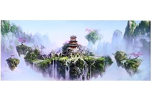 ZERODIS Poster Sfondo Acquario, Adesivo Carta da Parati Serbatoio di Pesce Adesivo Impermeabile in PVC 3D Sky Castle Fish Tank Sfondo Decorazione per Acquario(61 * 41cm)