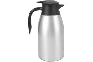 TOMOTATO Jarra de Café Térmica, Cafetera Aislada de Acero Inoxidable de 2 L, Jarra de Café al Vacío, Dispensador de Agua para Café, Agua Caliente, Té, Bebidas (Plata)