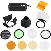 Godox S-R2 Adaptateur à tête ronde avec accessoires à tête ronde AK-R1 pour Godox AD200Pro II AD200 Pro, V860III, TT685II, TT520II, compatible avec Canon avec Nikon avec flash flash Sony