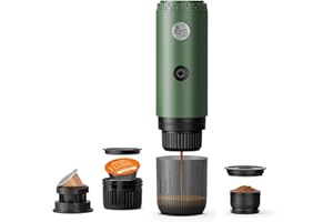 RECAFIMIL Macchina da caffè portatile 3 in 1, macchina per caffè espresso portatile da 19 bar con riscaldamento automatico, compatibile con capsule NS e DG e caffè macinato per campeggio, viaggi e