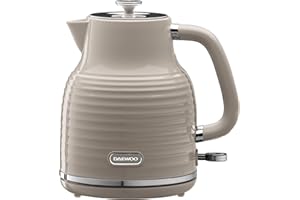 Daewoo Sienna 1.7L Rapid Boil Kettle, 3KW Cordless Electric Kettle, 360° Base, Auto Shut Off, Taupe Finish, Home, Office, Student Kitchen