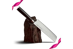 Kirosaku Couteau Nakiri Damas Premium - lame de 17cm Couteau de cuisine Nakiri Damas Couteau de cuisine en acier damassé japonais 67 couches AUS-10 bois de Pakka Couteau Nakiri Damas professionnel