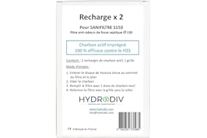 HYDRODIV Recharge Filtre Anti-odeurs Fosse septique au Charbon Actif