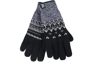 HEAT HOLDERS - Damen Winter Fleece Strick Elegant Norwegermuster Handschuhe