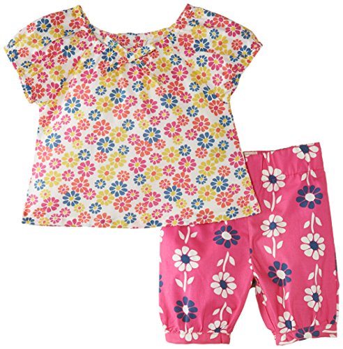 Kite Baby-Girls Flower Blouse and Cropped Trousers Floral Round Collar Short Sleeve Clothing Set, Multicoloured, 3-6 Months