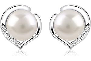 B.Catcher Pendientes Perlas Mujer Plata de Ley 925 ''El Lenguaje del corazón'' con Para Regalo Originales