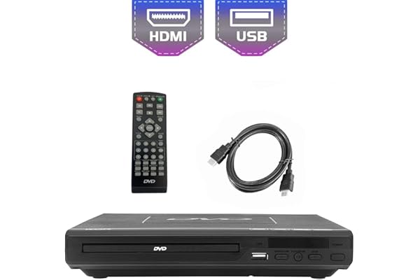 KCR Lecteur pour TV, DVD/CD/MP3/ avec Port USB, Sortie HDMI et AV (câble HDMI et AV Inclus), télécommande