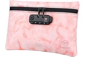 FIREDOG Borse della prova dell'odore con la serratura di combinazione, contenitore della cassa del sacchetto della prova di odore 6x9 per stoccaggio di viaggio, Rosso marmo.