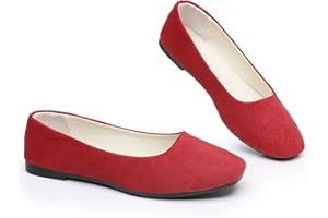 Timween Womens Ballet Flats, 25 Vibrant Colors Available Ladies Casual Square-Toe Flat Shoes Women Indoor Outdoor Comfy Slip On Ballerina Pumps Solid Color Suede-Effect Upper Portable Flats