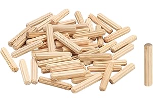 sourcing map 60Pcs Wooden Dowel Pins, M4 x 20mm Straight Dowel Rods Wood Fluted Dowels Rods for Crafts Furniture DIY Hardwood