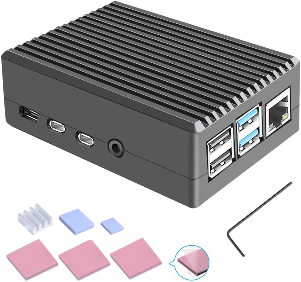 Owootecc Raspberry Pi 4 Case with Cooling Column – Aluminium Alloy Metal Case with Integrated Heatsink, Fanless Design for Raspberry Pi 4 Model B (Grey)